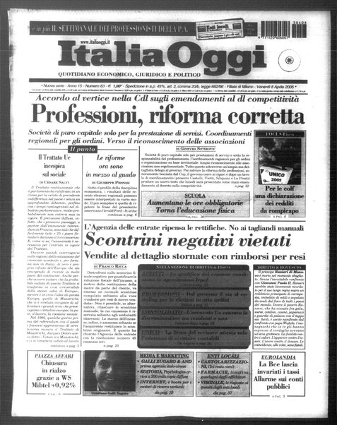 Italia oggi : quotidiano di economia finanza e politica